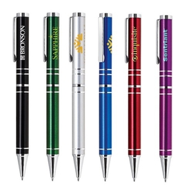Custom PM-214 Twist Action Aluminum Ballpoint Pen Bright, Colorful Lacquer Finish Barrel with Shiny Chrome Accents
