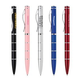 Custom PM-219 Twist Action Aluminum Construction Ballpoint Pen Slim Body with Deep Enamel Coating and Shinny Chrome Accents