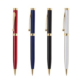 Custom PM-221 Twist Action Brass Ballpoint Pen Slim, Cool Metallic Colored Barrel with Gold Accents