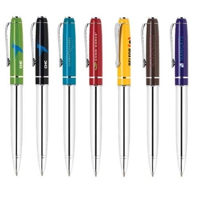 Custom PM-226 Twist Action Aluminum Ballpoint Pen Popular Colors Cap with Enamel Coating Finish and Chrome Barrel