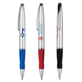 Custom PO-202 Metal Pen, Retractable Ballpoint Pen with Rubberized Finger Grip Section
