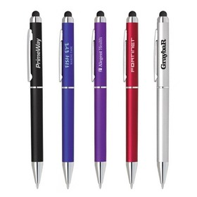 Custom PP-128 Dual Function Design Twist Action Plastic Ballpoint Pen In Cool Coloredand Chrome Accents