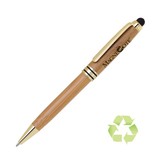 Custom PP-135B Eco Friendly Bamboo Ballpoint Pen with Black and Gold Accents