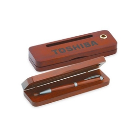 Custom PPK-504 Single Wood Pen Box, Business Card Holder and Pen Holder
