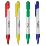 PZ-30110 Click Action Retractable Ballpoint Pen with White Body and Colorful Accents