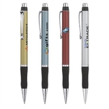 Custom PZ-3018 Click Action Ballpoint Pen with Soft Rubber Grip and Chrome-Plated Trims