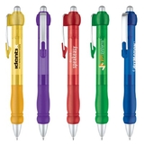 Custom PZ-30208 Click Action Pen Translucent Color Body with Matching Grip Matte Silver Trim