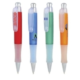 PZ-3040 Click Action Mechanism Ballpoint Pen Frosted Colored Barrel with Frosted White Grip and Clear Clip