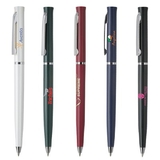 Custom PZ-30805 Ultra Slim, Twist Action Plastic Ballpoint Pen with Solid Opaque
