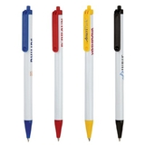 Custom PZ-30810 Tthe E-Z Click Stick Pen Is The Right Pen to Display Your Message White Barrel with Color Trims