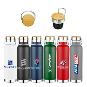 Custom Admart WA-1109 22 oz Wood Lid Stainless Steel Water Bottle