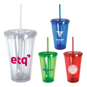 Custom Admart WN-3112 16 oz. Retractable Straw Acrylic Cup