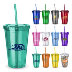 Custom Admart WS-2006 16 oz. Acrylic Plastic Tumbler with Straw