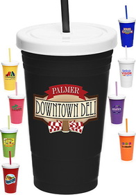 Custom 20 oz. Plastic Party Cups With Straw