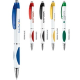 Custom PB098 Polymer, Retractable Click Action Ballpoint Pen with Bright Translucent Clip and Color Matching Special Designed Grip for Comfort