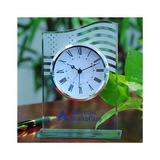 Custom Glass Table Alarm Clock With Us Flag