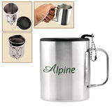 Custom 10 oz. Double Wall Stainless Steel Camping Cup With Foldable Handles