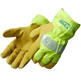 Custom Safety Lime Grain Pigskin Thermo Lined Driver/Work Gloves