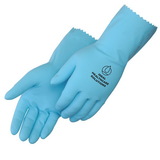 Blank Light Blue Latex Unsupported Flock Lined Glove
