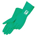 Custom Green Nitrile Unsupported Flock Lined Glove