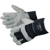 Custom Split Cowhide Work Gloves W/ Denim Cuff & Palm Patch