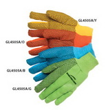 Custom 10 oz. Fluorescent Blue Canvas Work Gloves W/ Pvc Dots