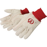 Custom Double Palm Canvas Gloves With Red Wrist
