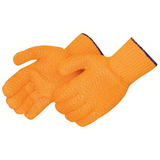Blank Orange Knit Gloves With 2-Sided Clear Pvc Honeycomb