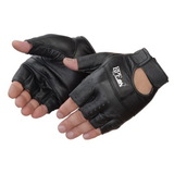 Custom Fingerless Black Grain Goatskin Gloves