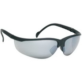 Custom Silver Mirror Lens W/ Black Framewrap-Around Safety Glasses / Sun Glasses
