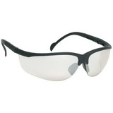 Custom Indoor/Outdoor Lens W/ Black Framewrap-Around Safety Glasses / Sun Glasses