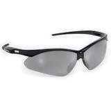 Custom Silver Mirror Lens W/ Black Framepremium Sport Style Wrap-Around Safety Glasses / Sun Glasses