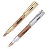 Custom Brass/Bamboo Bullet Ballpoint Pen With Rifle Clip