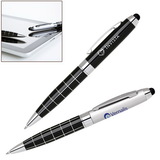 Custom Classic Grid Barrel Ballpoint Pen With Capacitive Stylus