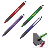 Custom Plastic Ballpoint Pen/Capacitive Stylus With 3-Color-Ink