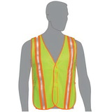 Blank Lime Mesh Safety Vest W/ 2-Tone Stripes