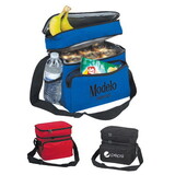 Custom 1018 600D Polyester Two Compartment Lunch Cooler Bag, 9L x 10-1/4H x 6-1/2D