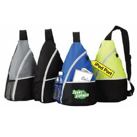 Custom 6212 600D Polyester Promo Sling Backpack, 11-1/2 L x 17-3/4 H x 6 D