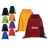 Custom 6299 210D Nylon Dual Pocket Drawstring Backpack, 14-12/L x 18H