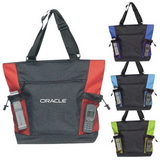 Custom 9006 600D Polyester Deluxe Adjustable Strap Tote, 18 L x 15 H x 5 D