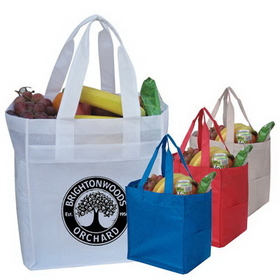Custom 9101 90gsm non-woven fabric 10" Eco Grocery Tote, 12L x 14H x 10D