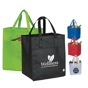 Custom 9204 90gsm non-woven fabric 10" Gusset Eco Grocery Tote, 13 L x 15 H x 10 D