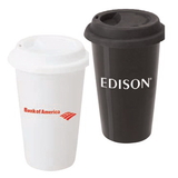 Custom DW1294 Porcelain material 12oz. Double Wall Tumbler w/Silicone Lid, 3-5/8L x 5-1/2H