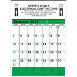 Custom 375 Commercial Planner Wall Calendar - Green & Black