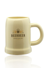 Blank 28 oz. Beige Ceramic Beer Mugs