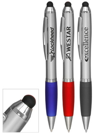 Blank Logo Stylus Ballpoint Pens, Plastic, Rubber, 5.25" W x 0.625" H