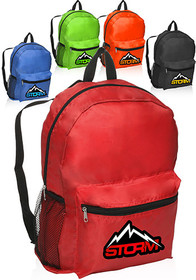 Blank Budget Backpacks, 210D Polyester, 12" W x 16 &frac12;" H x 5" D