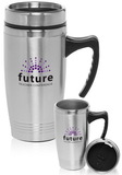 Blank 16oz Stainless Steel Travel Mugs, Stainless Exterior / Stainless Interior