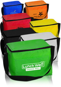 Blank 6 pk Cooler Lunch Bags, 210D pu + 2mm Pe Cotton + 12C Peva, 7.25"W x 5.5"H x 7.25"G