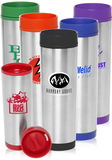 Blank 16 oz. Slim Color Top Travel Mugs, Stainless Steel and Plastic, 9